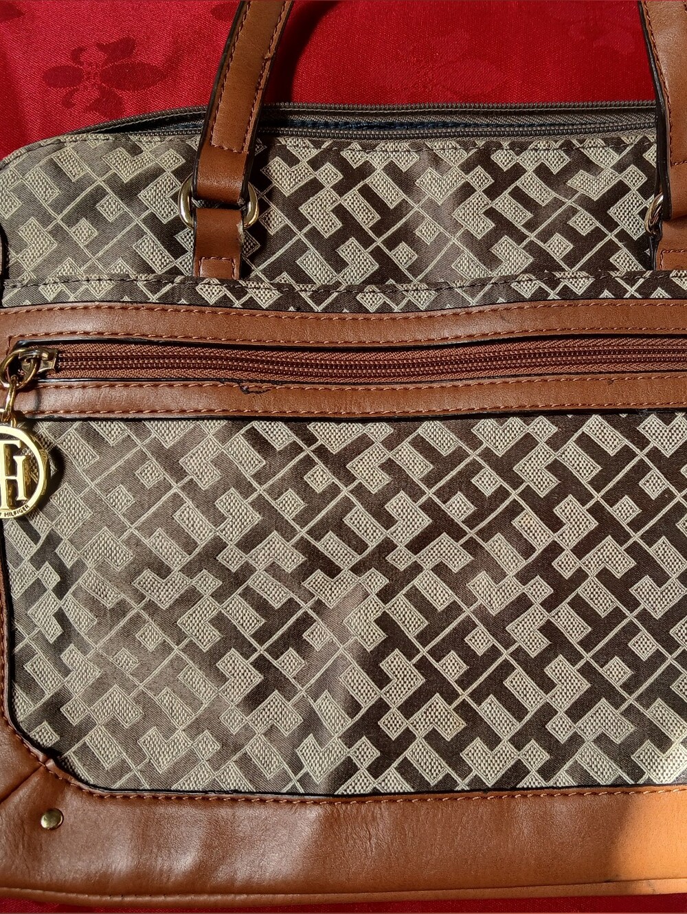 Tommy Hilfiger Brown Patterned Tote Bag